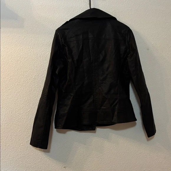 GUESS Black Leather Jacket with Gold Accents - Picture 5 of 5